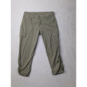 Eddie Bauer Travex Pants Womens 4 Capri Cargo Nylon Stretch Ruched Hiking Green